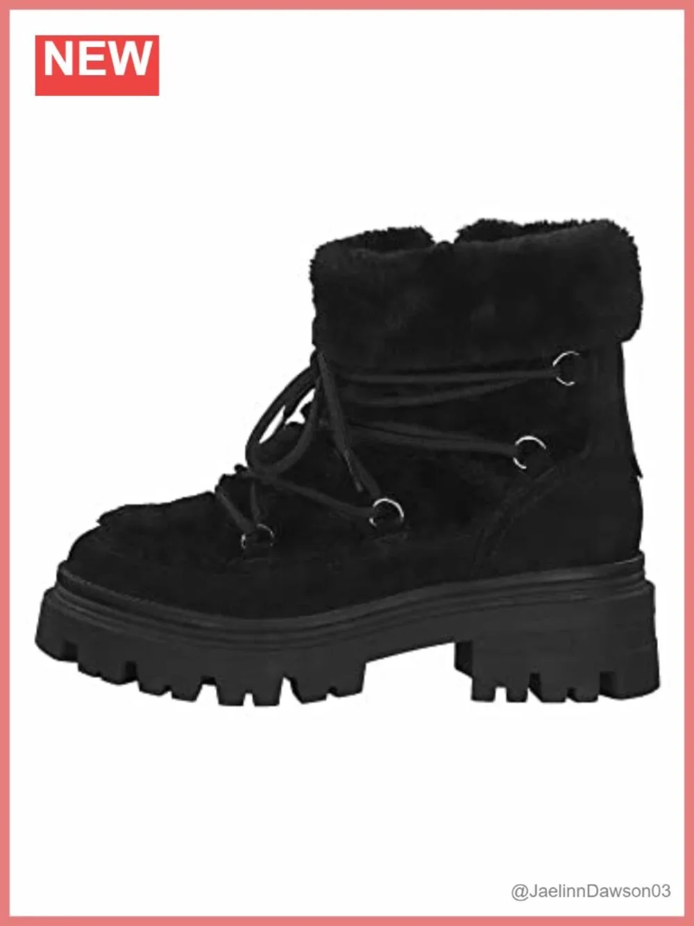Tamaris Women's Leather Pull-On Low-Top Winter Snow Boots with Stacked Heel